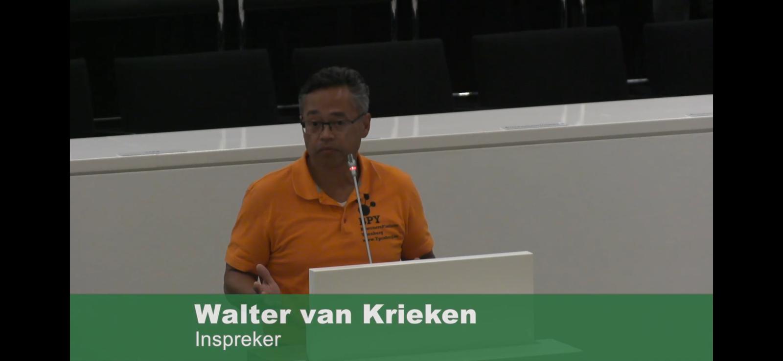 Walter van Krieken als inspreker bij de gemeenteraad